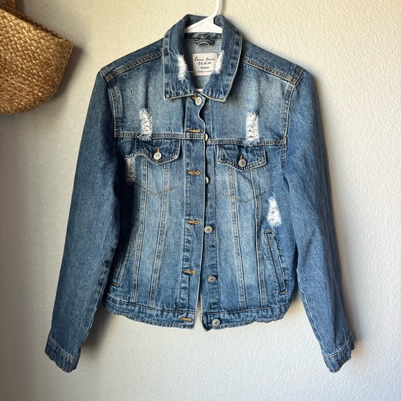 Love Tree Jackets & Blazers - Love Tree Denim Blue Distressed Jean Jacket